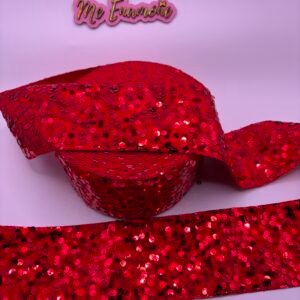 LISTON LENTEJUELA TERCIOPELO ROJO DE 7.5 CM