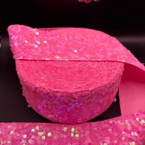 LISTON LENTEJUELA TERCIOPELO ROSA LITE DE 7.5 CM