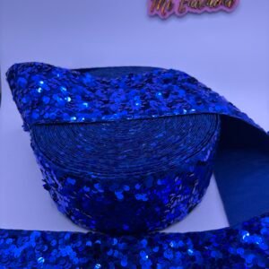 LISTON LENTEJUELA TERCIOPELO AZUL MARINO DE 7.5 CM