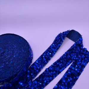 LISTON LENTEJUELA TERCIOPELO AZUL MARINO DE 3.8 CM