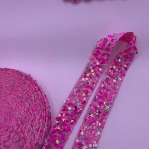 LISTON LENTEJUELA TERCIOPELO ROSA LITE DE 3.8 CM
