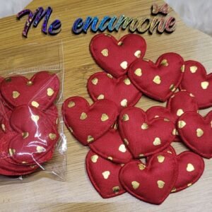 CORAZONES ROJOS CON DORADO