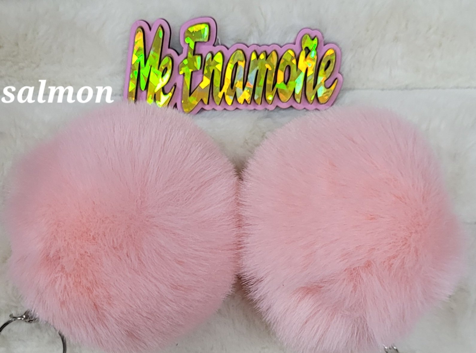 POMPON LLAVERO PAR SALMON