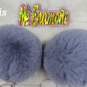 POMPON LLAVERO GRIS